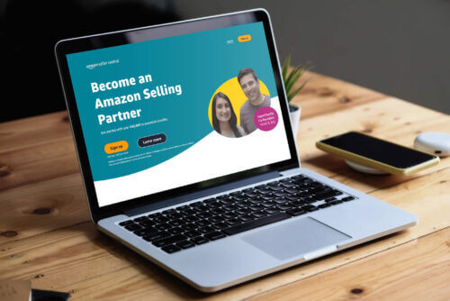 Selling Model Opt Small - Venture Forge Image of laptop showing amazon seller options on display