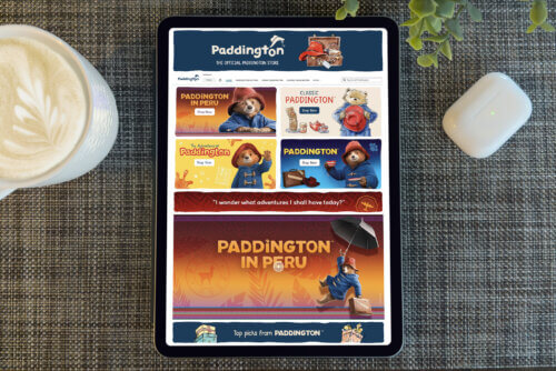 Brand Growth on Amazon | Paddington™ Case Study 2 - Venture Forge Image of Paddington / Studiocanal Amazon Storefront on tablet.