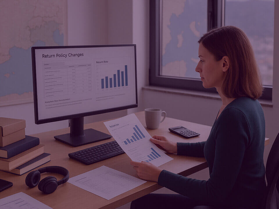 Selling on Amazon IT or DE? Voluntary Returns are changing… - Venture Forge Image of women at desk reviewing the returns policy