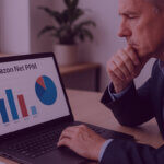 Amazon Net PPM analysis on laptop - Venture Forge Amazon Account Manager analysing Amazon Net PPM data on a laptop with bar and pie charts.