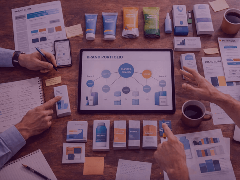 Brand portfolio planning session showing product ranges, brand architecture, and licensing strategy in action.