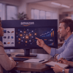 Amazon AI advances to scale in 2026 (Amazon dashboard analytics) - Venture Forge Amazon team reviewing Amazon AI dashboard with product recommendations and performance charts.