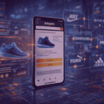 Agentic AI and Amazon Shopping Automation Interface - Venture Forge Agentic AI shopping automation showing Amazon app, product analysis overlays, and connected brand platforms in a digital workspace