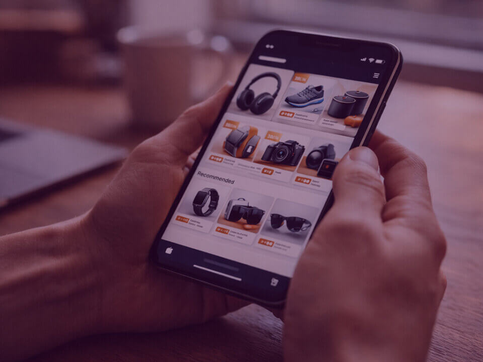 Person browsing personalised Amazon-style deals on a smartphone during a retail event