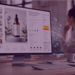 Amazon Listing Quality Review - Venture Forge A professional reviews an Amazon-style product detail page with AI data connections in a modern workspace.
